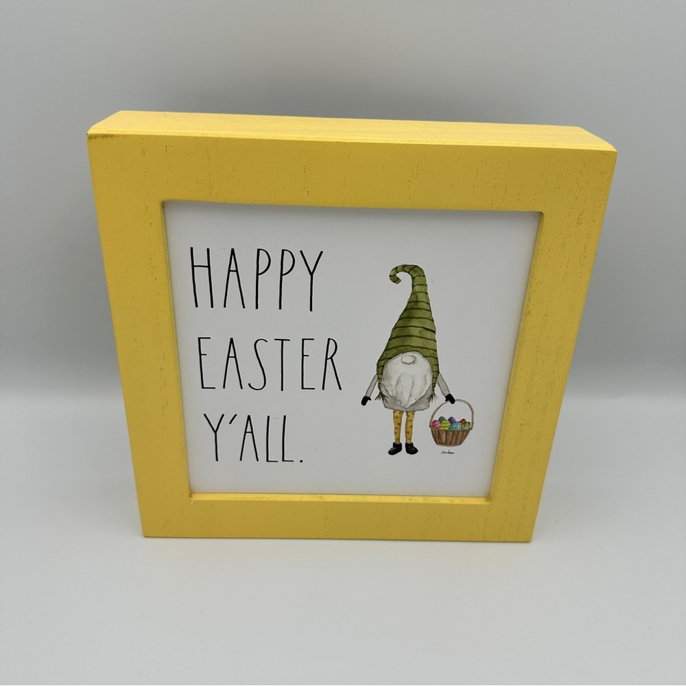 RAE DUNN Happy Easter Y’all Gnome‎ Wood Tabletop Sign Farmhouse Spring Decor